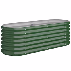 vidaXL Garden Planter Patio Flower Pot Raised Garden Bed Powder-coated Steel - green, 114 x 40 x 36 cm - Additional view 4