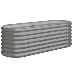 vidaXL Garden Planter Patio Flower Pot Raised Garden Bed Powder-coated Steel - grey, 114 x 40 x 36 cm