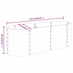 vidaXL Garden Planter Patio Flower Pot Raised Garden Bed Powder-coated Steel - grey, 114 x 40 x 36 cm - Additional view 4