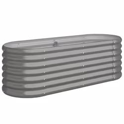 vidaXL Garden Planter Patio Flower Pot Raised Garden Bed Powder-coated Steel - grey, 114 x 40 x 36 cm - Additional view 5