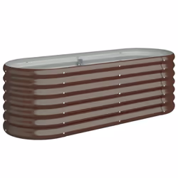 vidaXL Garden Planter Patio Flower Pot Raised Garden Bed Powder-coated Steel - brown, 114 x 40 x 36 cm - Additional view 5