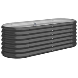 vidaXL Garden Planter Patio Flower Pot Raised Garden Bed Powder-coated Steel - anthracite, 114 x 40 x 36 cm
