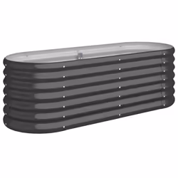 vidaXL Garden Planter Patio Flower Pot Raised Garden Bed Powder-coated Steel - anthracite, 114 x 40 x 36 cm