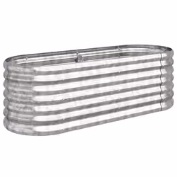 vidaXL Garden Planter Patio Flower Pot Raised Garden Bed Powder-coated Steel - silver, 114 x 40 x 36 cm