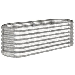vidaXL Garden Planter Patio Flower Pot Raised Garden Bed Powder-coated Steel - silver, 114 x 40 x 36 cm