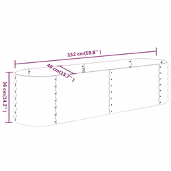 vidaXL Garden Planter Patio Flower Pot Raised Garden Bed Powder-coated Steel - grey, 152 x 40 x 36 cm - Additional view 4