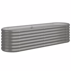 vidaXL Garden Planter Patio Flower Pot Raised Garden Bed Powder-coated Steel - grey, 152 x 40 x 36 cm - Additional view 5