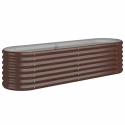 vidaXL Garden Planter Patio Flower Pot Raised Garden Bed Powder-coated Steel - brown, 152 x 40 x 36 cm - Additional view 4