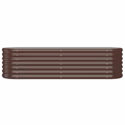 vidaXL Garden Planter Patio Flower Pot Raised Garden Bed Powder-coated Steel - brown, 152 x 40 x 36 cm - Additional view 5