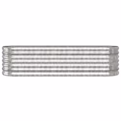 vidaXL Garden Planter Patio Flower Pot Raised Garden Bed Powder-coated Steel - silver, 152 x 40 x 36 cm - Additional view 2