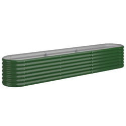 vidaXL Garden Planter Patio Flower Pot Raised Garden Bed Powder-coated Steel - green, 224 x 40 x 36 cm