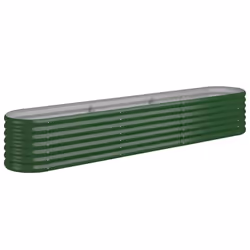 vidaXL Garden Planter Patio Flower Pot Raised Garden Bed Powder-coated Steel - green, 224 x 40 x 36 cm
