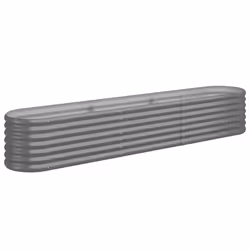 vidaXL Garden Planter Patio Flower Pot Raised Garden Bed Powder-coated Steel - grey, 224 x 40 x 36 cm