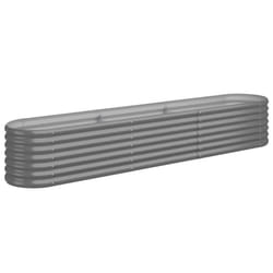 vidaXL Garden Planter Patio Flower Pot Raised Garden Bed Powder-coated Steel - grey, 224 x 40 x 36 cm