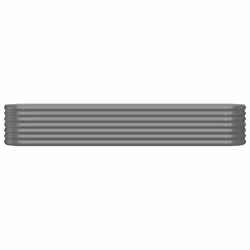 vidaXL Garden Planter Patio Flower Pot Raised Garden Bed Powder-coated Steel - grey, 224 x 40 x 36 cm