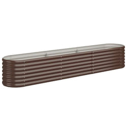 vidaXL Garden Planter Patio Flower Pot Raised Garden Bed Powder-coated Steel - brown, 224 x 40 x 36 cm