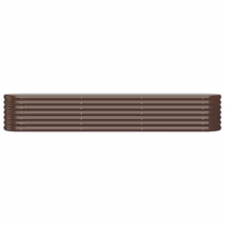 vidaXL Garden Planter Patio Flower Pot Raised Garden Bed Powder-coated Steel - brown, 224 x 40 x 36 cm