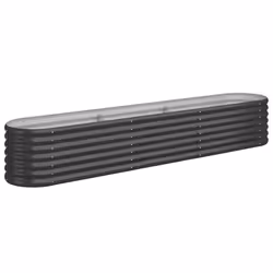 vidaXL Garden Planter Patio Flower Pot Raised Garden Bed Powder-coated Steel - anthracite, 224 x 40 x 36 cm