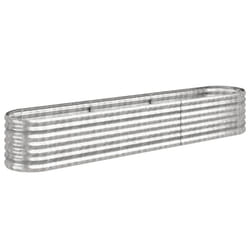vidaXL Garden Planter Patio Flower Pot Raised Garden Bed Powder-coated Steel - silver, 224 x 40 x 36 cm