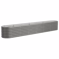 vidaXL Garden Planter Patio Flower Pot Raised Garden Bed Powder-coated Steel - grey, 260 x 40 x 36 cm