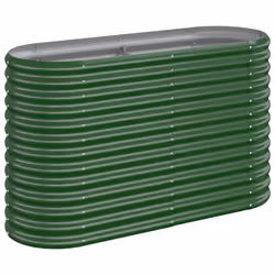 vidaXL Garden Planter Patio Flower Pot Raised Garden Bed Powder-coated Steel - green, 114 x 40 x 68 cm - Additional view 5
