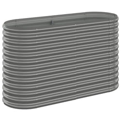 vidaXL Garden Planter Patio Flower Pot Raised Garden Bed Powder-coated Steel - grey, 114 x 40 x 68 cm