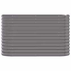 vidaXL Garden Planter Patio Flower Pot Raised Garden Bed Powder-coated Steel - grey, 114 x 40 x 68 cm