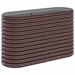 vidaXL Garden Planter Patio Flower Pot Raised Garden Bed Powder-coated Steel - brown, 114 x 40 x 68 cm