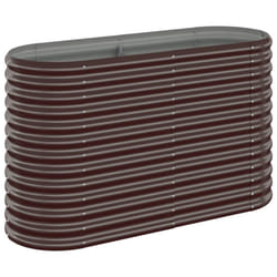 vidaXL Garden Planter Patio Flower Pot Raised Garden Bed Powder-coated Steel - brown, 114 x 40 x 68 cm