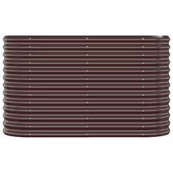 vidaXL Garden Planter Patio Flower Pot Raised Garden Bed Powder-coated Steel - brown, 114 x 40 x 68 cm