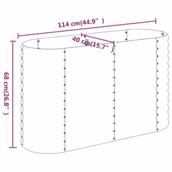 vidaXL Garden Planter Patio Flower Pot Raised Garden Bed Powder-coated Steel - brown, 114 x 40 x 68 cm