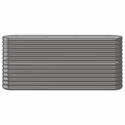 vidaXL Garden Planter Patio Flower Pot Raised Garden Bed Powder-coated Steel - grey, 152 x 40 x 68 cm - Additional view 2