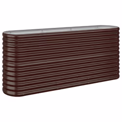 vidaXL Garden Planter Patio Flower Pot Raised Garden Bed Powder-coated Steel - brown, 152 x 40 x 68 cm - Additional view 4