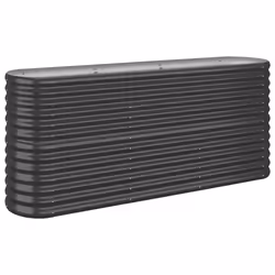 vidaXL Garden Planter Patio Flower Pot Raised Garden Bed Powder-coated Steel - Anthracite