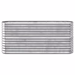 vidaXL Garden Planter Patio Flower Pot Raised Garden Bed Powder-coated Steel - Silver - Additional view 2