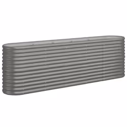 vidaXL Garden Planter Patio Flower Pot Raised Garden Bed Powder-coated Steel - grey, 224 x 40 x 68 cm - Additional view 5