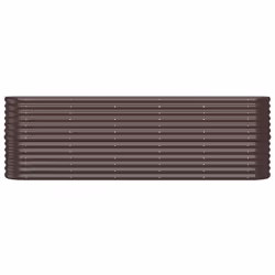 vidaXL Garden Planter Patio Flower Pot Raised Garden Bed Powder-coated Steel - brown, 224 x 40 x 68 cm - Additional view 2