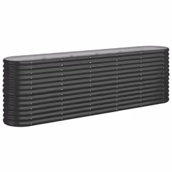 vidaXL Garden Planter Patio Flower Pot Raised Garden Bed Powder-coated Steel - anthracite, 224 x 40 x 68 cm - Additional view 4