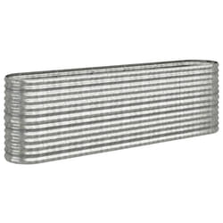vidaXL Garden Planter Patio Flower Pot Raised Garden Bed Powder-coated Steel - silver, 224 x 40 x 68 cm