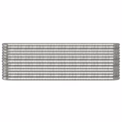 vidaXL Garden Planter Patio Flower Pot Raised Garden Bed Powder-coated Steel - silver, 224 x 40 x 68 cm - Additional view 2