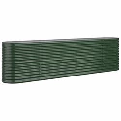 vidaXL Garden Planter Patio Flower Pot Raised Garden Bed Powder-coated Steel - green, 260 x 40 x 68 cm