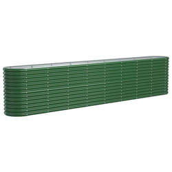 vidaXL Garden Planter Patio Flower Pot Raised Garden Bed Powder-coated Steel - green, 332 x 40 x 68 cm