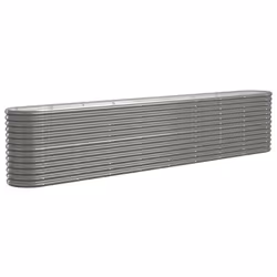vidaXL Garden Planter Patio Flower Pot Raised Garden Bed Powder-coated Steel - grey, 332 x 40 x 68 cm