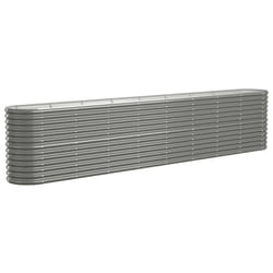 vidaXL Garden Planter Patio Flower Pot Raised Garden Bed Powder-coated Steel - grey, 332 x 40 x 68 cm