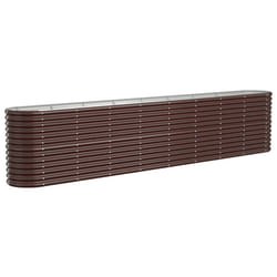 vidaXL Garden Planter Patio Flower Pot Raised Garden Bed Powder-coated Steel - brown, 332 x 40 x 68 cm