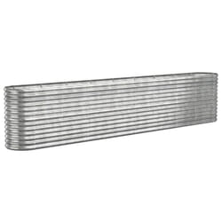 vidaXL Garden Planter Patio Flower Pot Raised Garden Bed Powder-coated Steel - silver, 332 x 40 x 68 cm