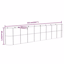 vidaXL Garden Planter Patio Flower Pot Raised Garden Bed Powder-coated Steel - silver, 332 x 40 x 68 cm - Additional view 3