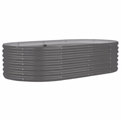 vidaXL Garden Planter Patio Flower Pot Raised Garden Bed Powder-coated Steel - grey, 152 x 80 x 36 cm