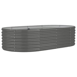 vidaXL Garden Planter Patio Flower Pot Raised Garden Bed Powder-coated Steel - grey, 152 x 80 x 36 cm