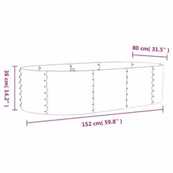 vidaXL Garden Planter Patio Flower Pot Raised Garden Bed Powder-coated Steel - grey, 152 x 80 x 36 cm